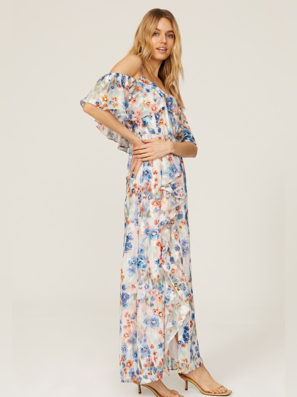 Tanya Taylor Lorena floral Off-Shoulder Maxi Dress in Multi-Color size 6